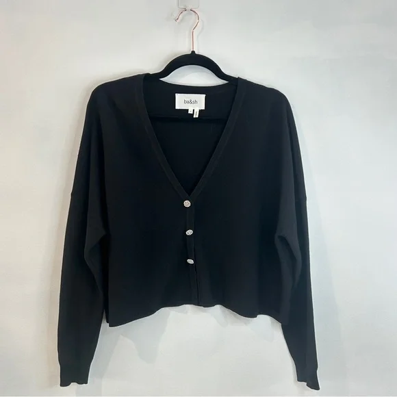 ba&sh Cropped Santana Knit Cardigan With Rhinestone Buttons - Picture 7 of 13